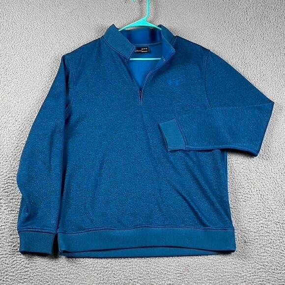 Under Armour Coldgear 1/4 Zip Pullover Sweater Men's Large Blue - Picture 1 of 10